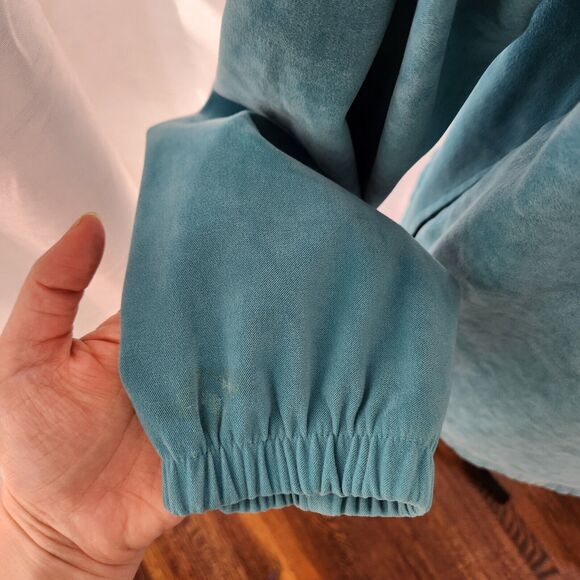 Koret Womens Embroidered Faux Suede Jacket Size S Teal Floral Granny Core - Picture 9 of 13